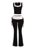 Color contrast tank top and foldover band pant set