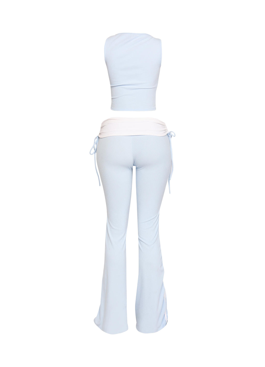 Color contrast tank top and foldover band pant set