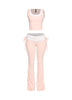 Color contrast tank top and foldover band pant set
