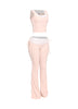Color contrast tank top and foldover band pant set