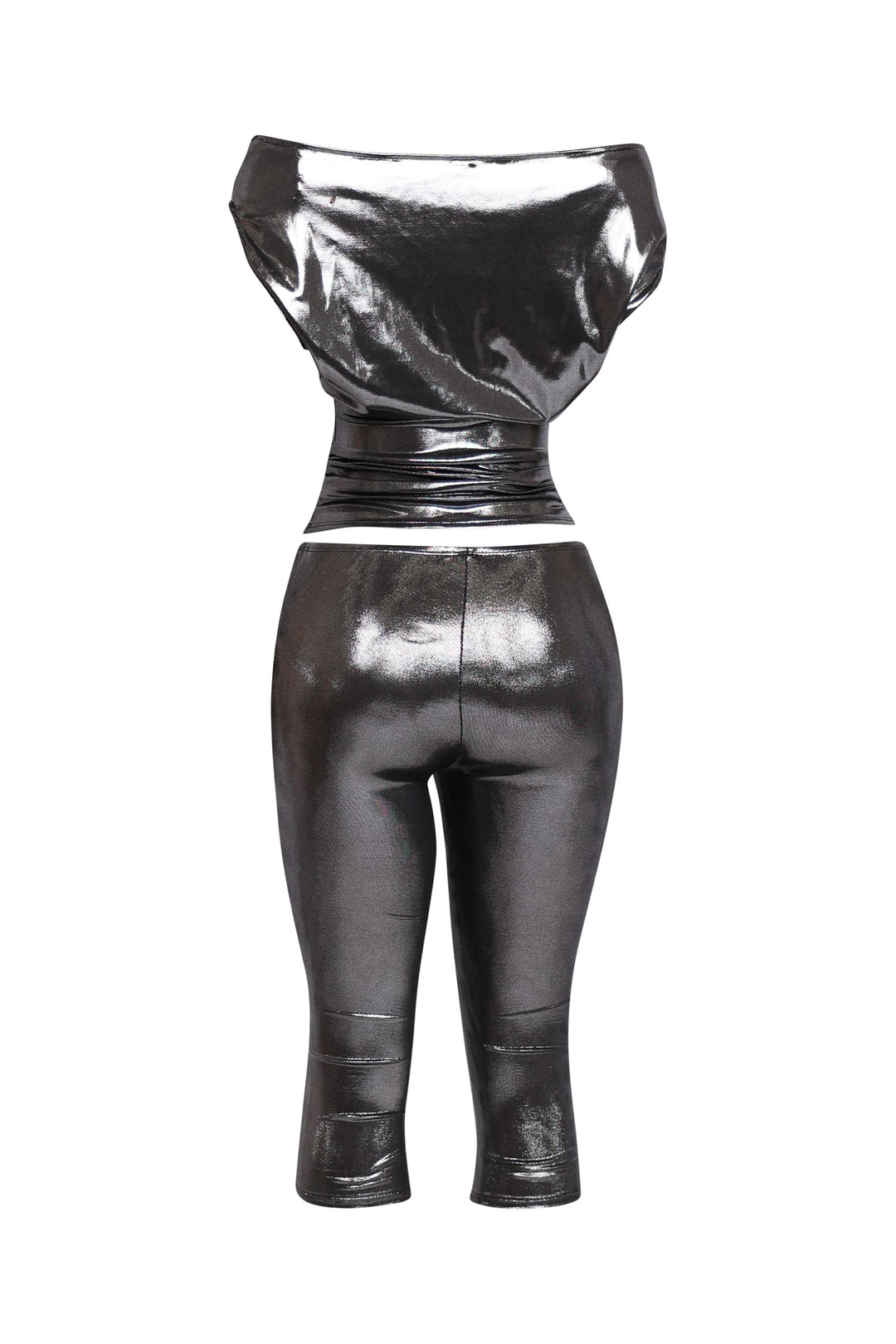 All-black shimmer set with party-ready shine and flattering silhouette