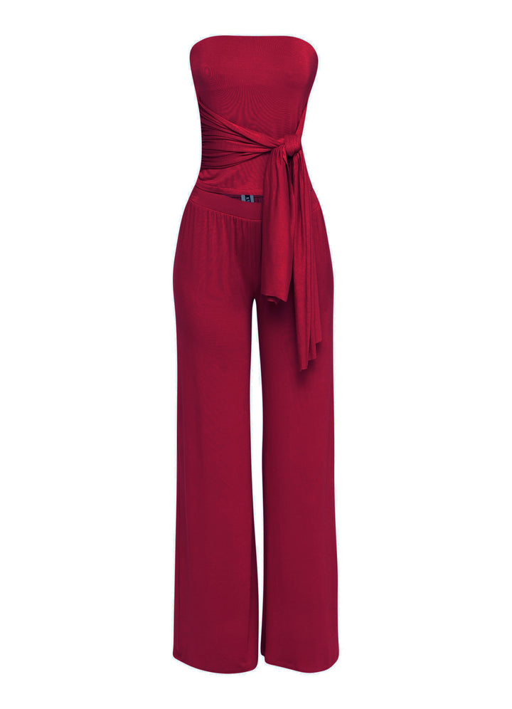 After Party Energy Strapless Tie Jumpsuit..