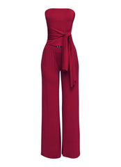 After Party Energy Strapless Tie Jumpsuit