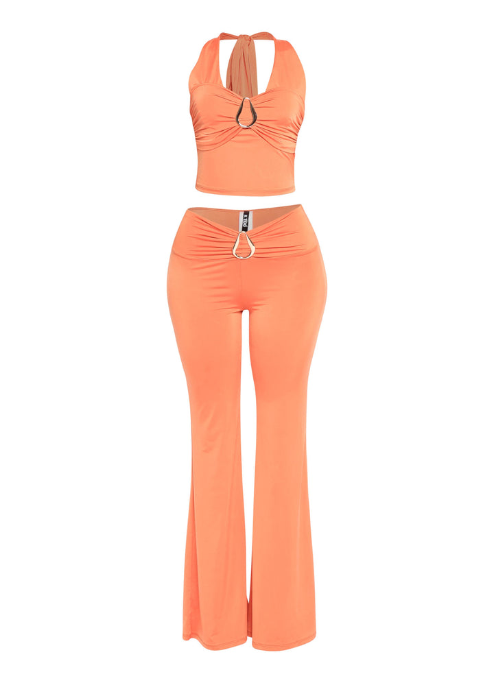 Sunset orange matching set with V cut front and curve fit