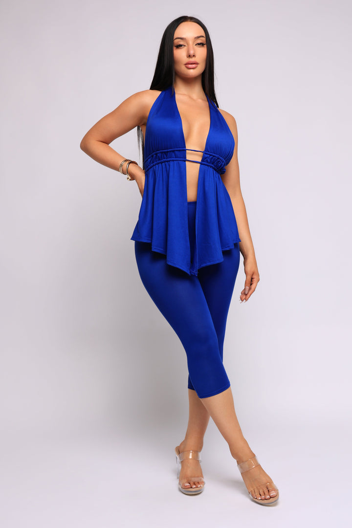 Heatwave Halter Cutout Capri Set...