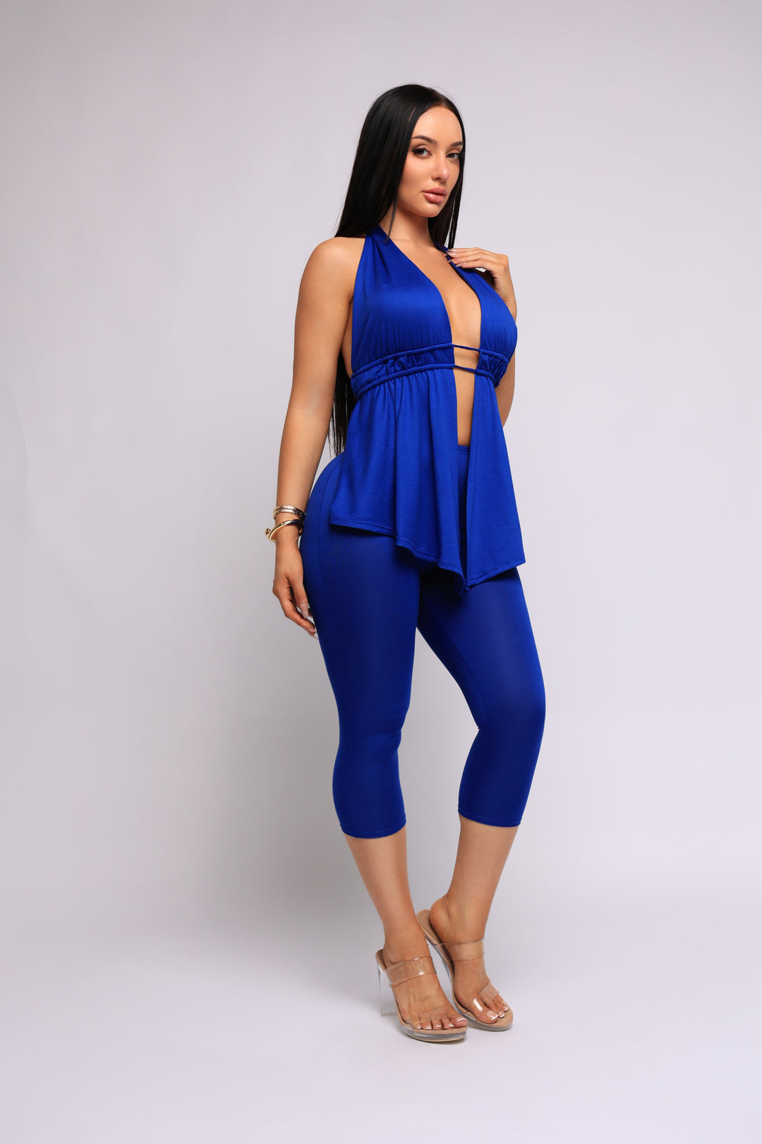 Heatwave Halter Cutout Capri Set...