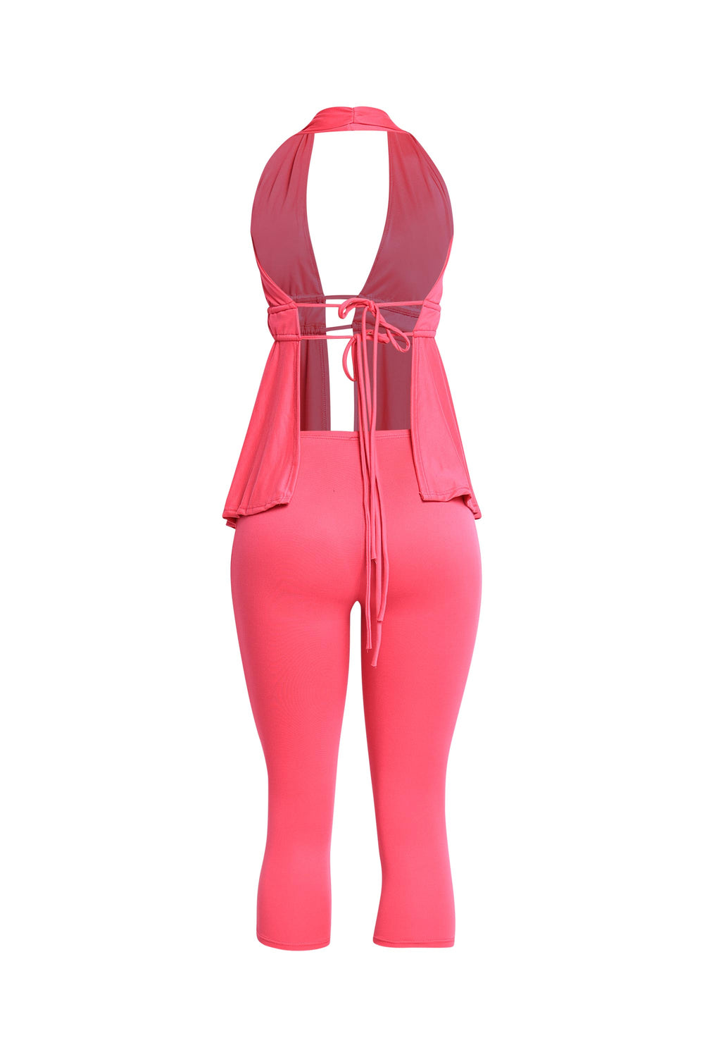 Hot pink summer co-ord with flirty front cut and bold color


