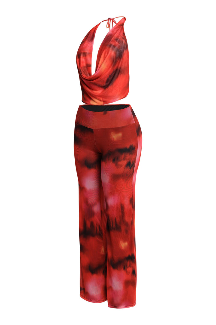 Wild Intentions Halter Top and Wide Leg Pant Set.