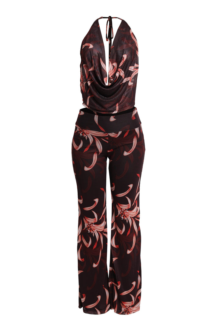 Wild Intentions Halter Top and Wide Leg Pant Set.