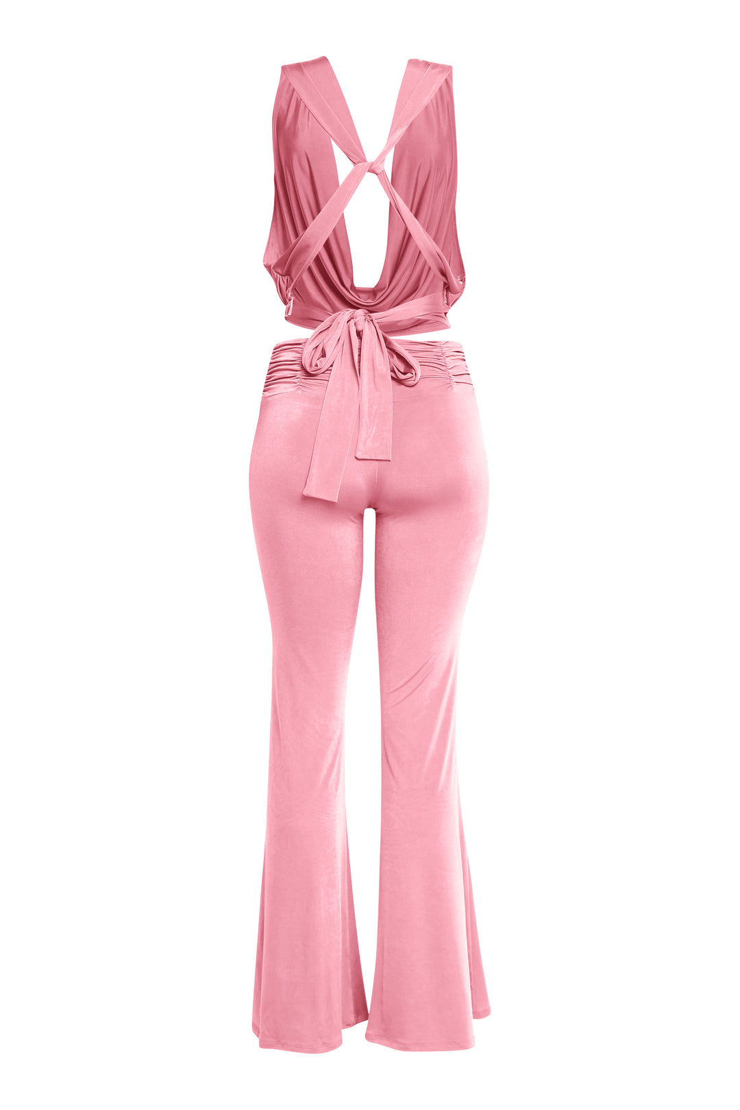 Barbiecore pink set with soft sheen and elegant flare fit