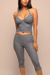 Halter top and capri pants set - Black