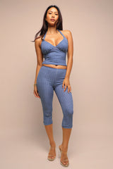 Halter top and capri pants set - Blue