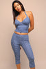 Halter top and capri pants set - Blue
