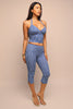 Halter top and capri pants set - Blue