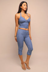 Halter top and capri pants set - Blue