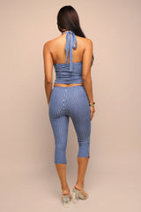 Halter top and capri pants set - Blue