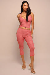 Halter top and capri pants set - Red