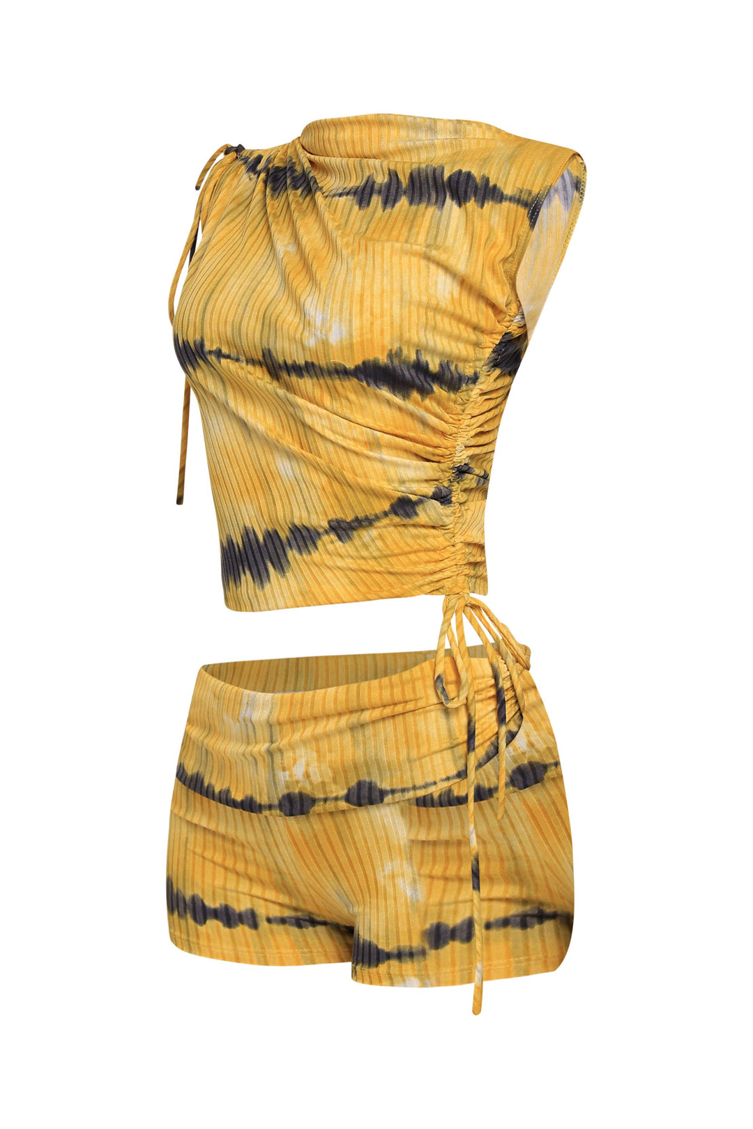 Tie dye printed ruched detailed short set..