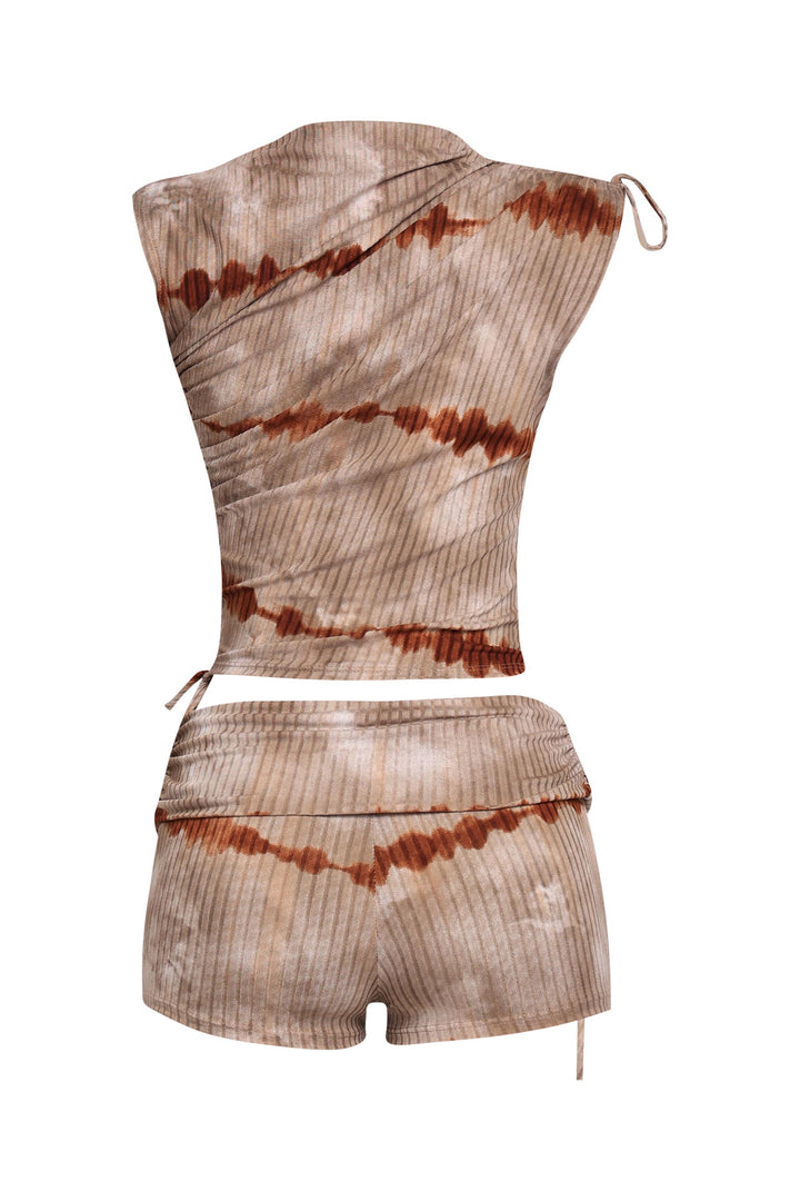 Tie dye printed ruched detailed short set..