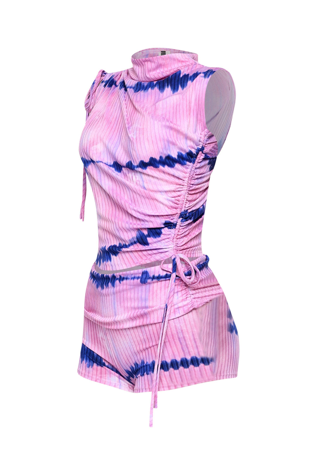 Tie dye printed ruched detailed short set..