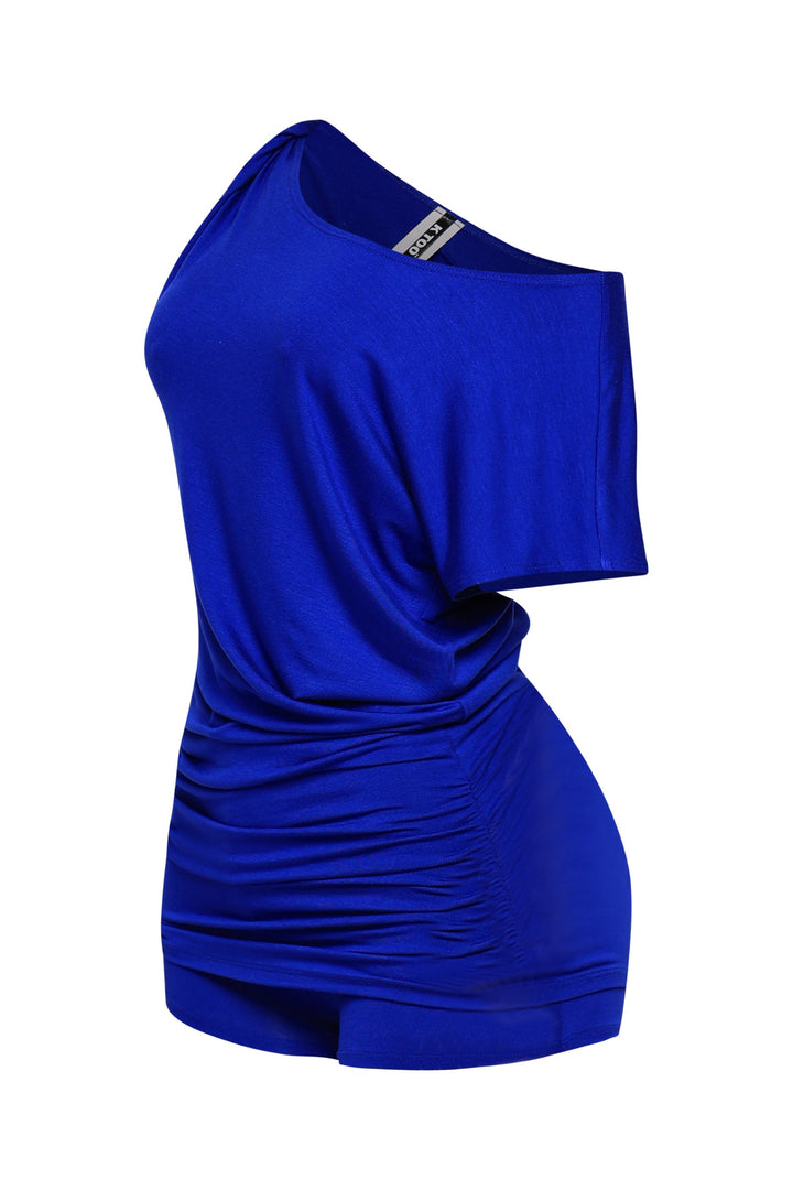  Royal blue two piece lounge look in stretch rayon fabric