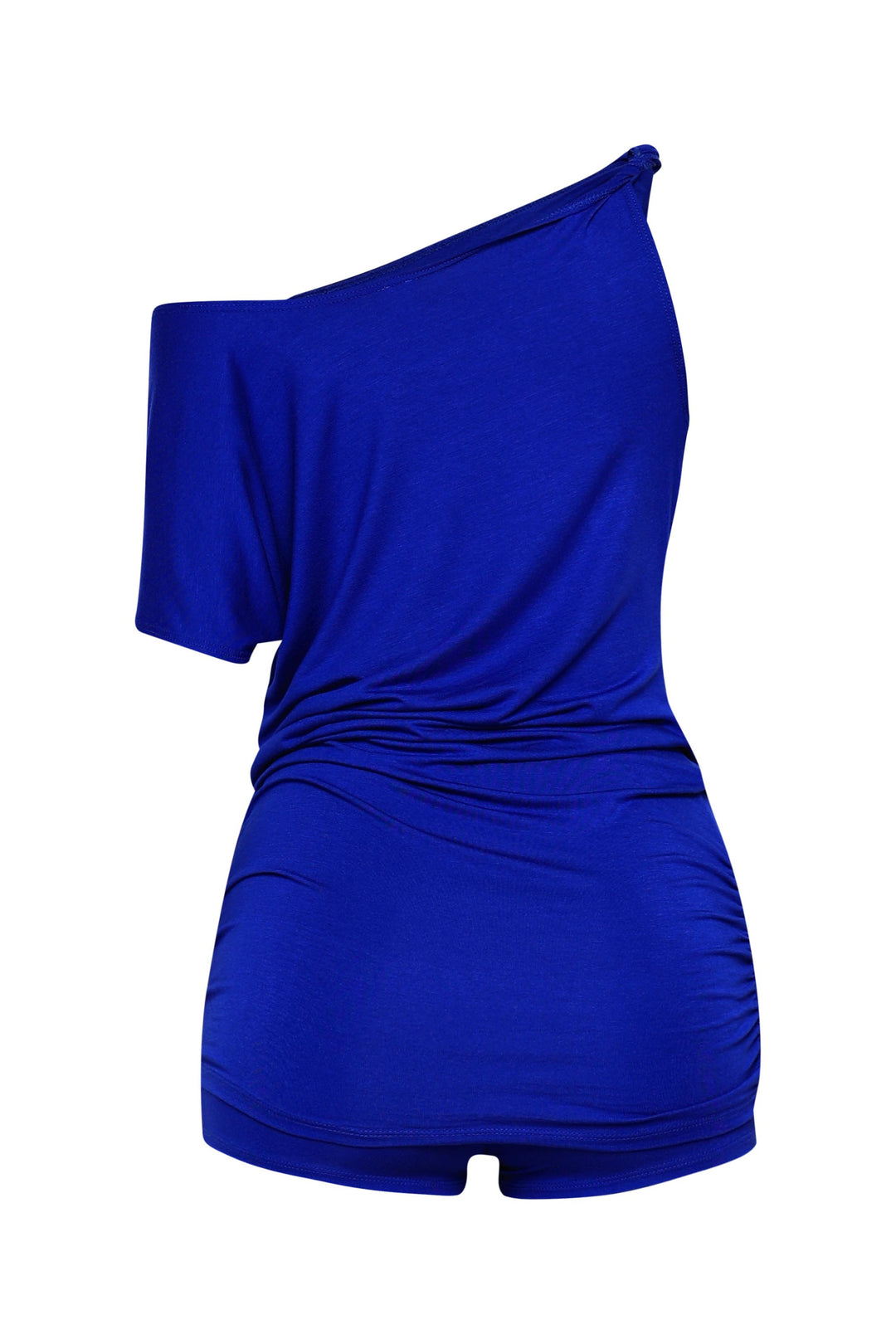  Modern royal blue set with batwing top and elastic waist shorts