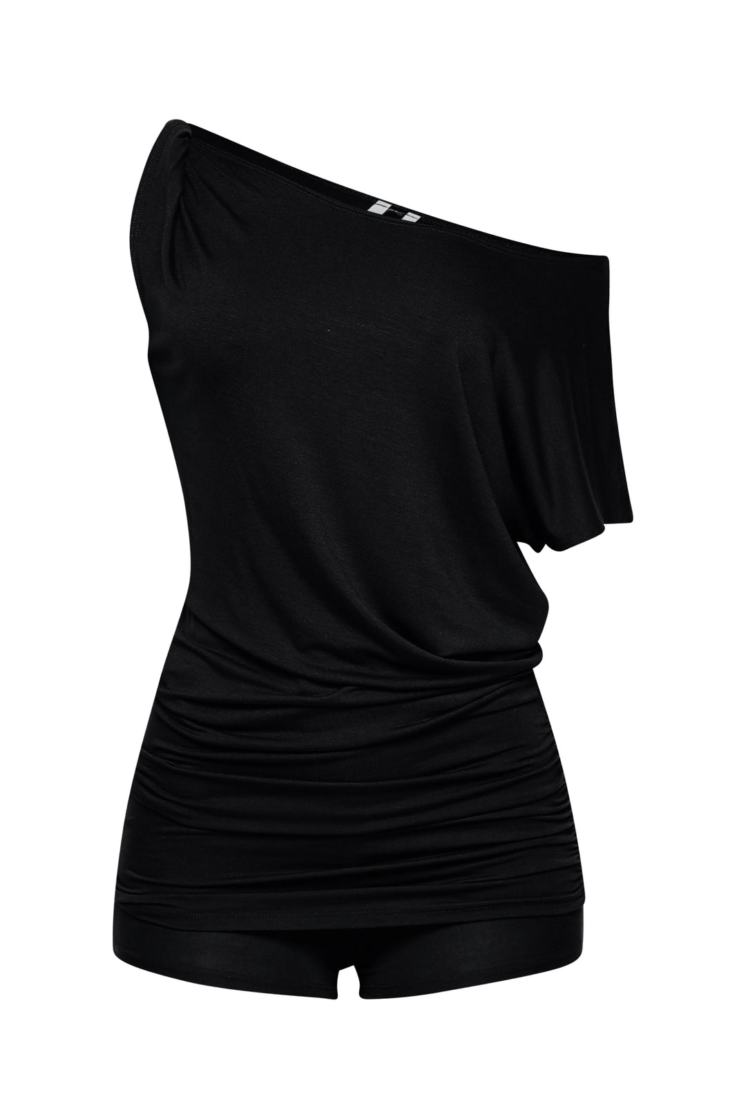 • Black off shoulder batwing sleeve top and mini short set
