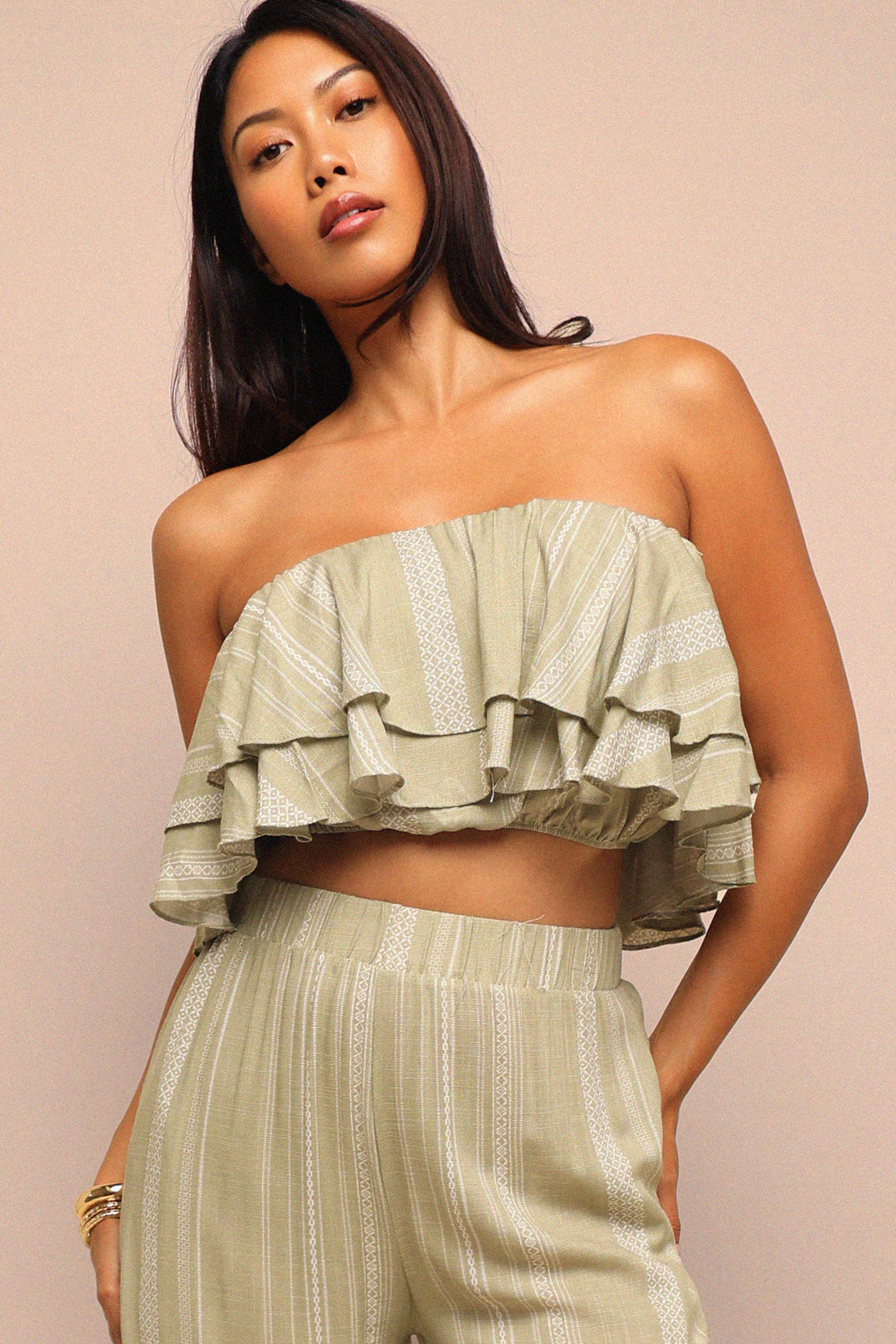 Sunset Flare Ruffle Tube & Wide Leg Set