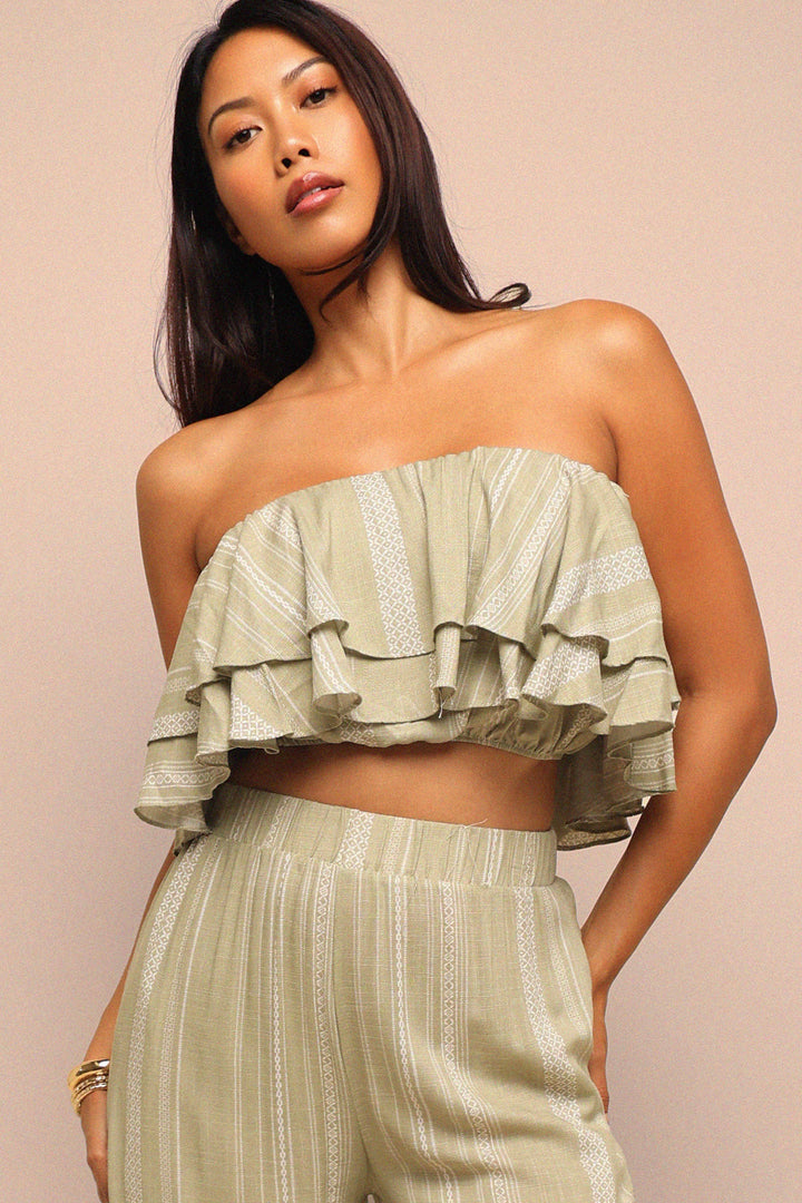 Sunset Flare Ruffle Tube & Wide Leg Set