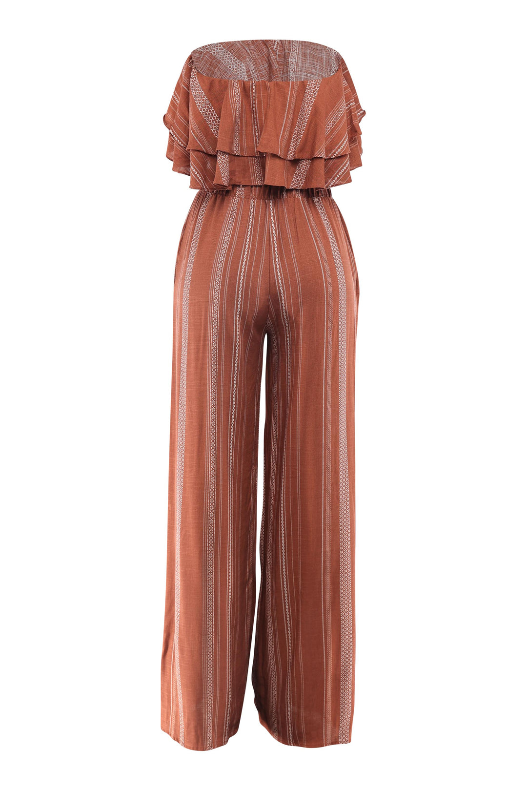 Boho-chic brown tube top and pants set in breathable rayon

