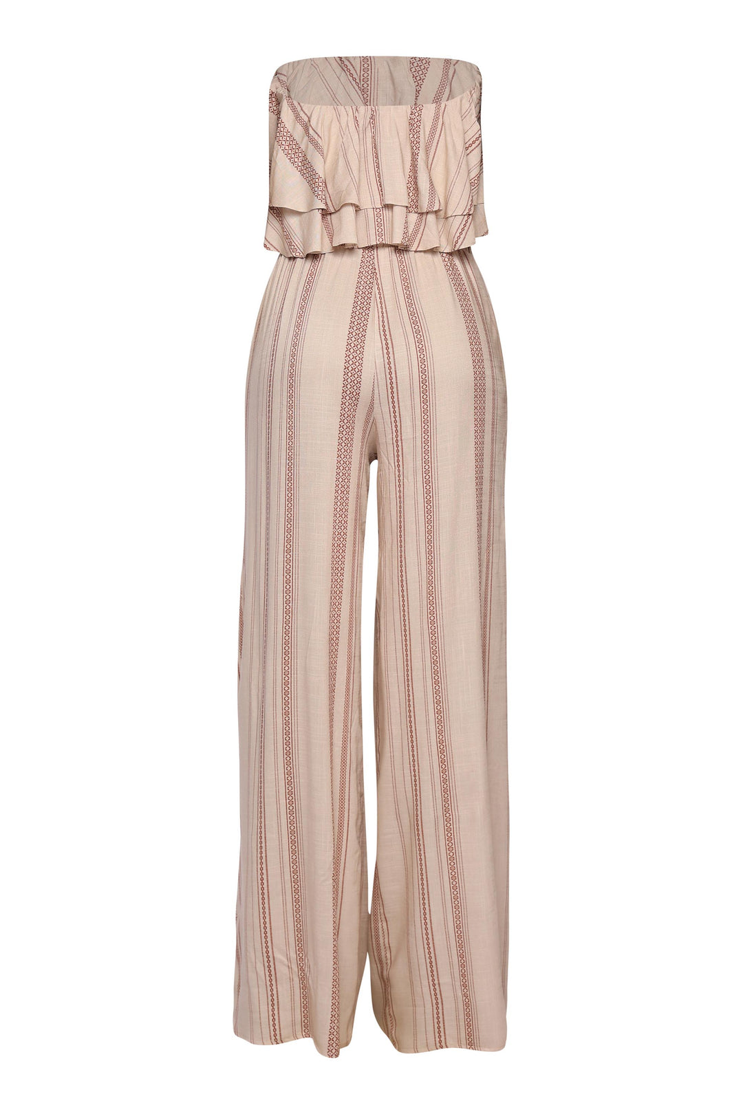 Feminine cream co-ord set with tube top and relaxed fit pants

