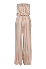 Feminine cream co-ord set with tube top and relaxed fit pants

