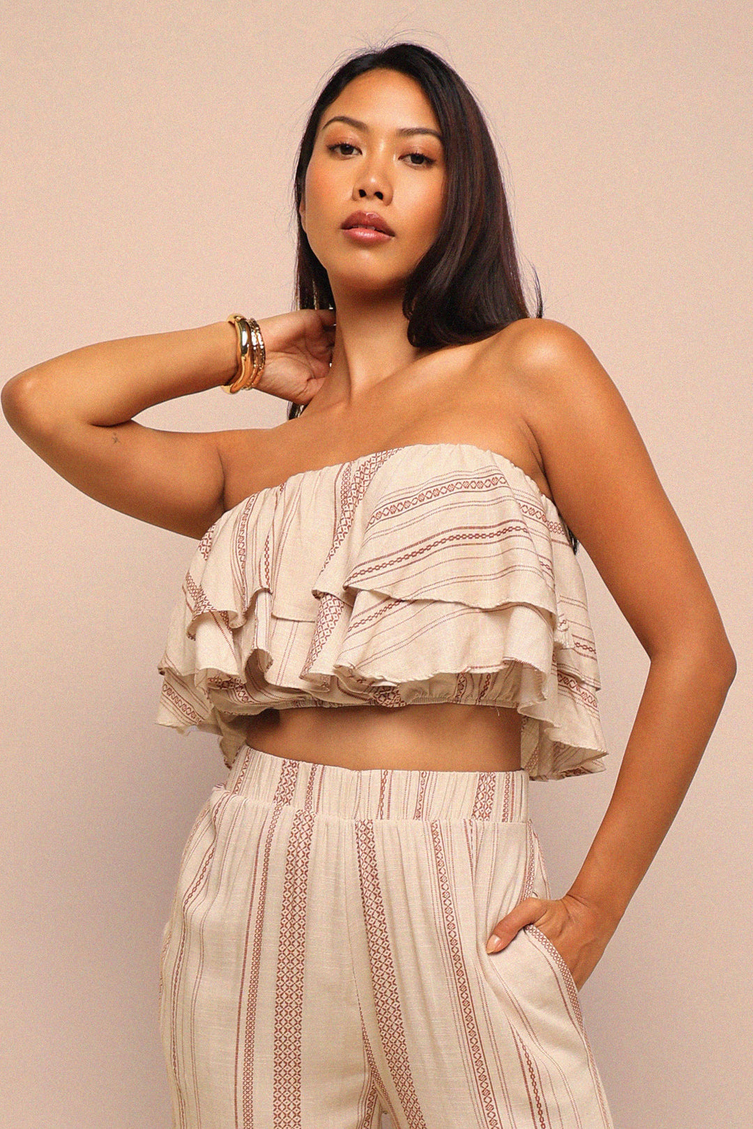 Sunset Flare Ruffle Tube & Wide Leg Set.