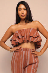 Sunset Flare Ruffle Tube & Wide Leg Set