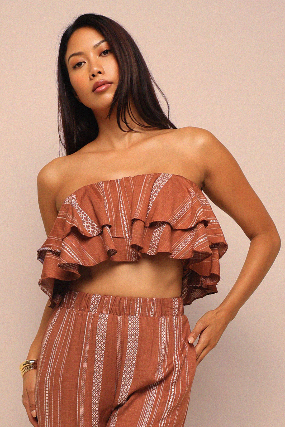 Sunset Flare Ruffle Tube & Wide Leg Set.