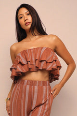 Sunset Flare Ruffle Tube & Wide Leg Set.