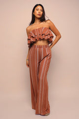 Sunset Flare Ruffle Tube & Wide Leg Set.