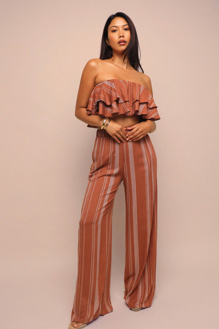 Sunset Flare Ruffle Tube & Wide Leg Set.