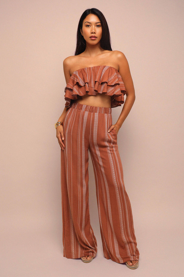 Sunset Flare Ruffle Tube & Wide Leg Set.