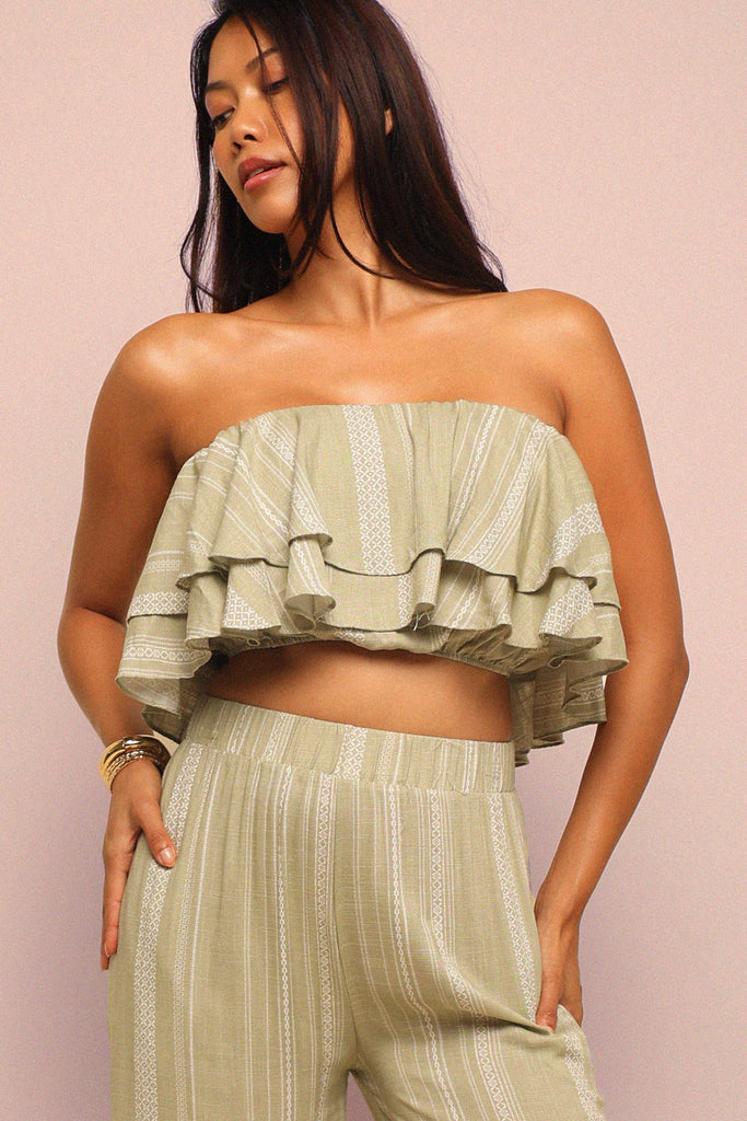 Sunset Flare Ruffle Tube & Wide Leg Set.