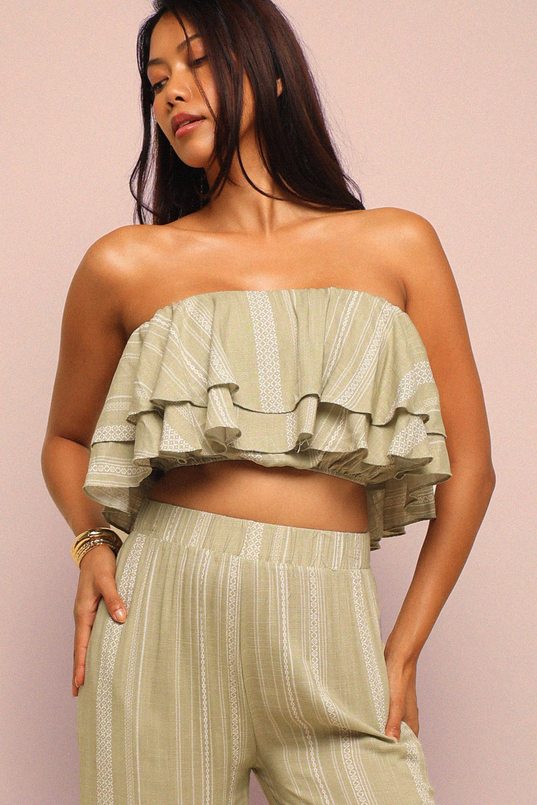 Sunset Flare Ruffle Tube & Wide Leg Set.