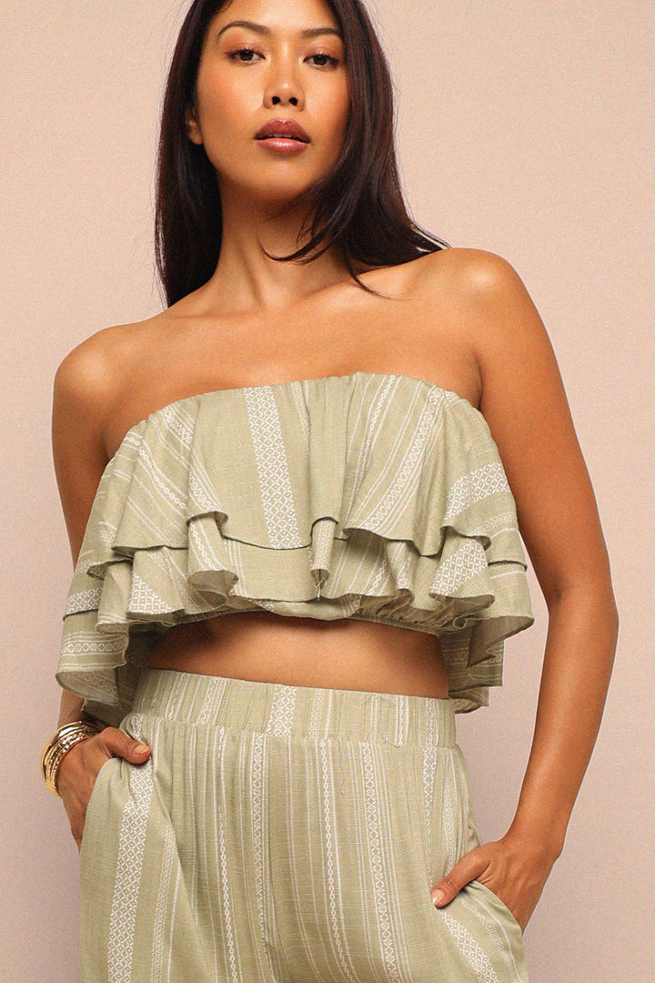Sunset Flare Ruffle Tube & Wide Leg Set..