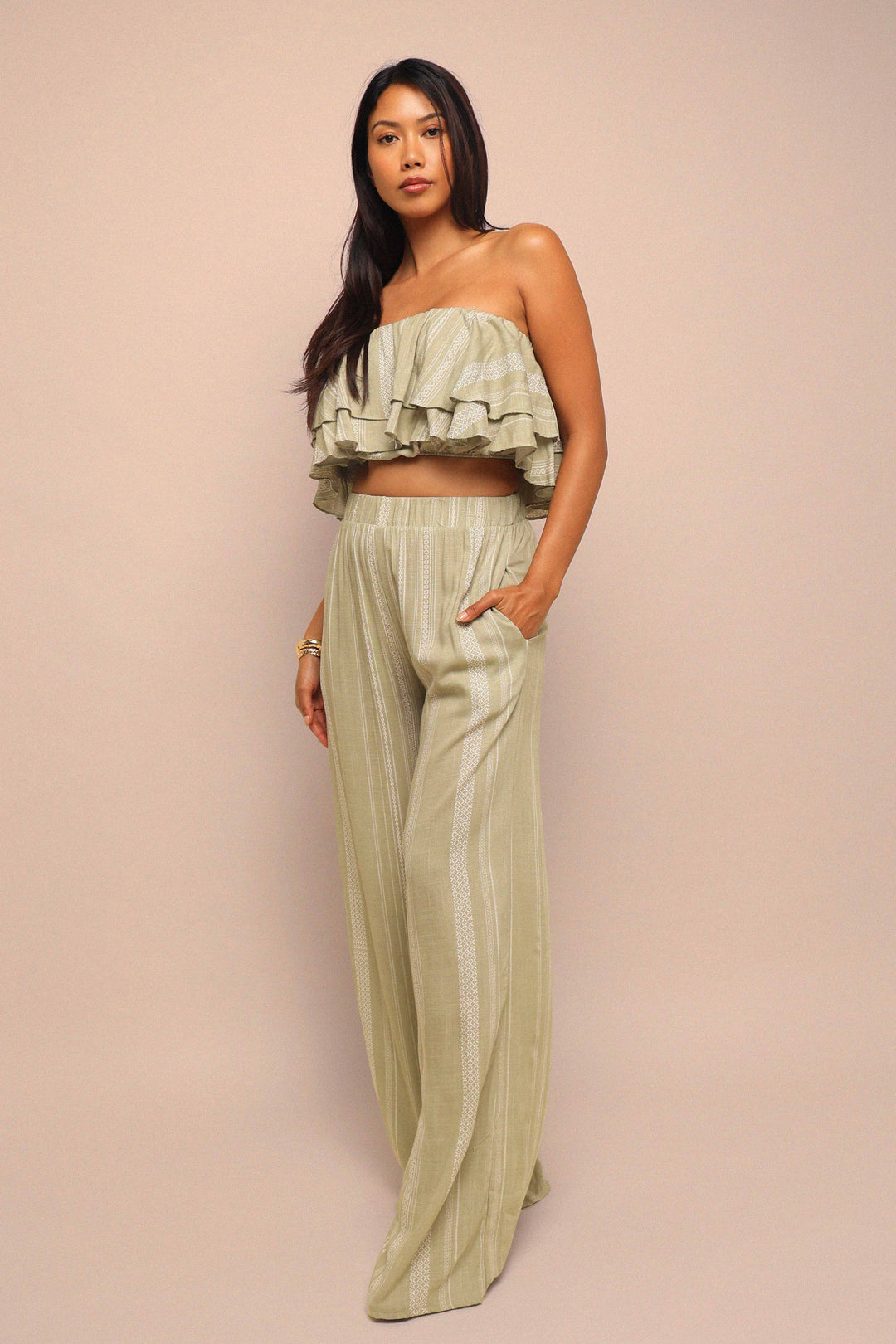 Sunset Flare Ruffle Tube & Wide Leg Set..