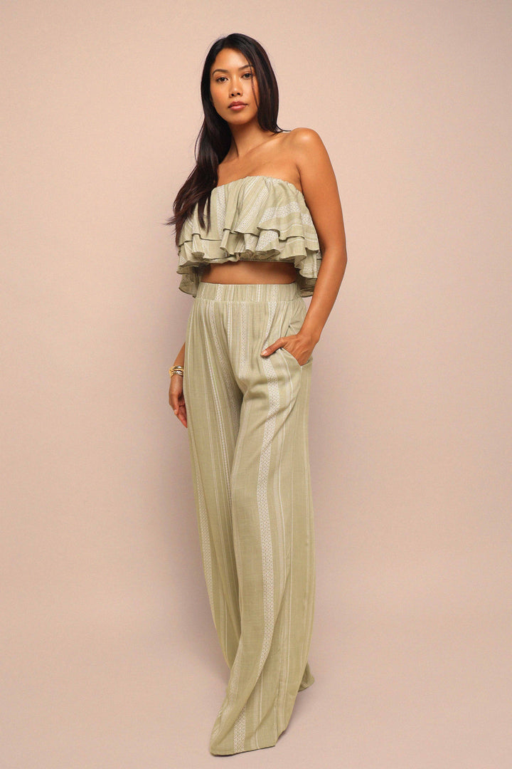 Sunset Flare Ruffle Tube & Wide Leg Set..