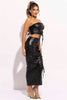 Lace up detailed tube top and maxi skirt set