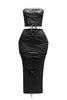 Lace up detailed tube top and maxi skirt set
