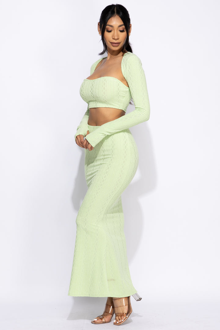 Tube top, bolero top, maxi skirt set