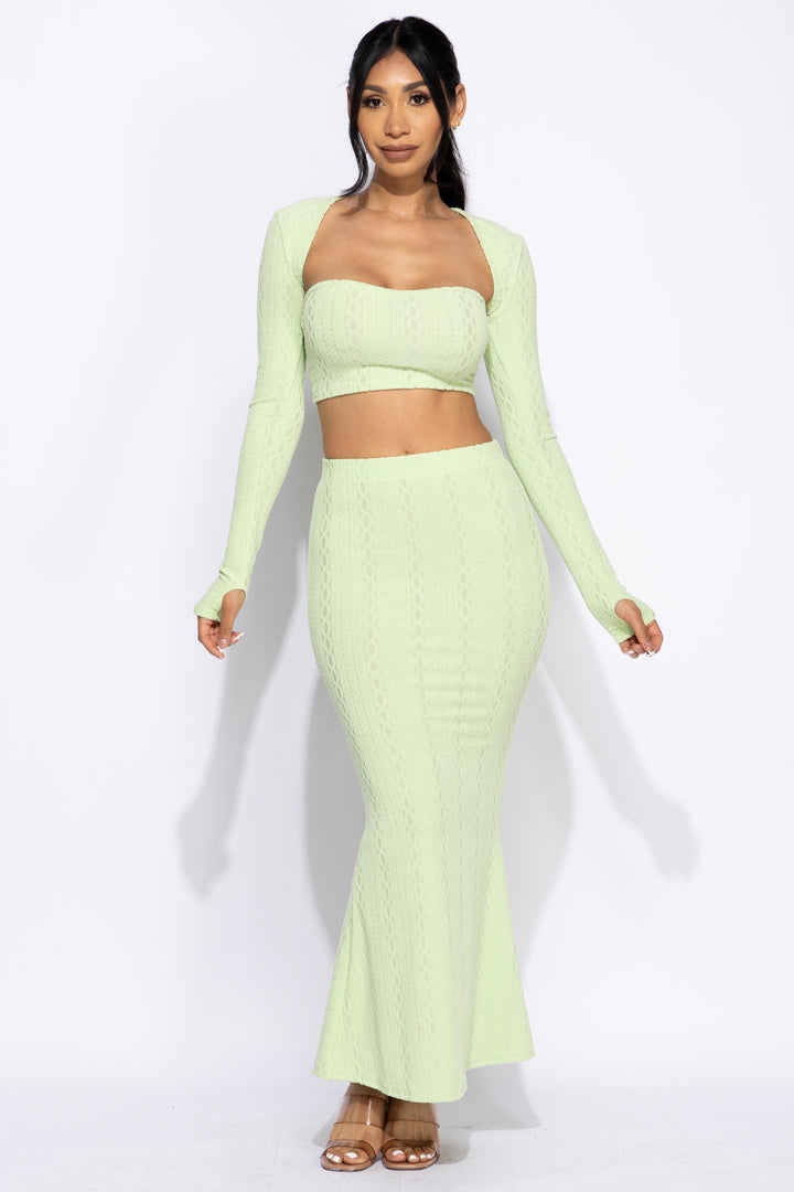 Tube top, bolero top, maxi skirt set