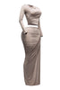 Twisted & slit maxi skirt & long sleeve top top