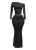 One side off shoulder long sleeve top & maxi skirt set